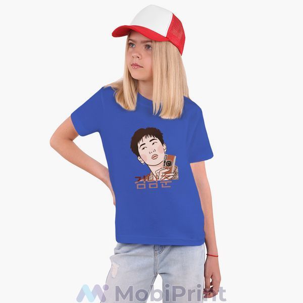 Детская футболка Ким Намджун БТС (Kim Nam Joon BTS), цветная футболка с принтом 25186-3261-BL фото
