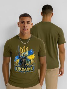 Футболка патриотическая Щит Украины мужская хаки размер S 9223-4350 фото