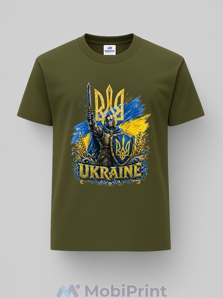 Футболка патріотична UKRAINE shield чоловіча хакі розмір S 9223-4350 фото
