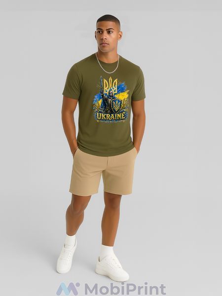 Футболка патріотична UKRAINE shield чоловіча хакі розмір S 9223-4350 фото