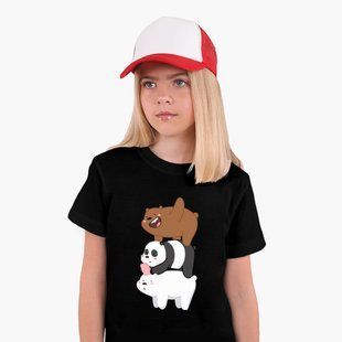 Детская футболка Три медведя (We Bare bears), цветная футболка с принтом 25186-2643-BK фото