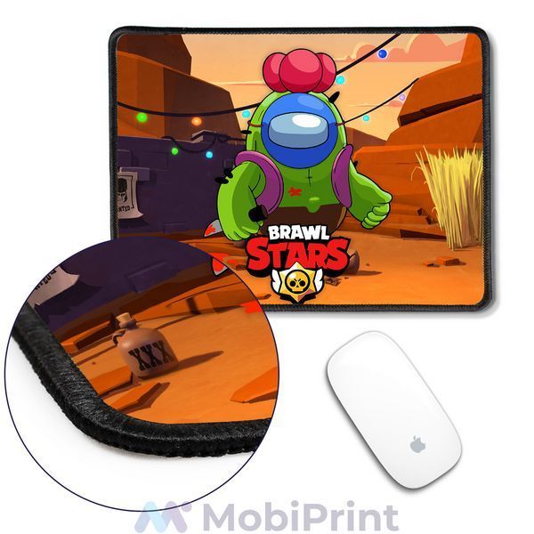 Килимок для миші з оверлоком Спайк Бравл Старс з Амонг Ас (Spike Brawl Stars with mask Among As) L 5962-2599-XL фото