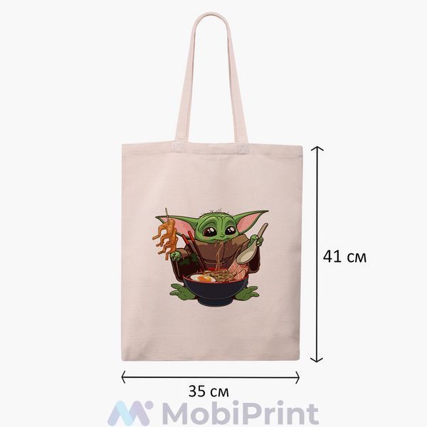 Еко сумка Грогу Бейбі Йода (Grogu Baby Yoda The Mandalorian) бежева канвас з принтом 9227-3524-WT фото