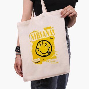Еко сумка Нірвана (Nirvana) бежева канвас з принтом 9227-2969-WT фото