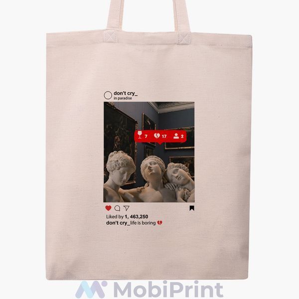 Эко сумка Ренессанс Скульптуры в Instagram (Renaissance) бежевая канвас с принтом 9227-1589-WT фото