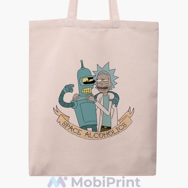 Эко сумка Рик Санчез Рик и Морти (Rick Sanchez Rick and Morty) бежевая канвас с принтом 9227-2943-WT фото