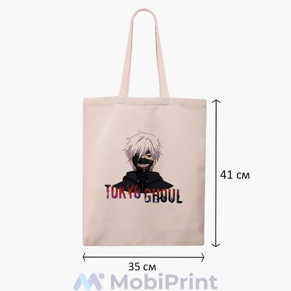 Эко сумка Токийский гуль Кэн Канэки (Tokyo Ghoul) бежевая канвас с принтом 9227-3528-WT фото
