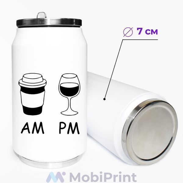 Термокружка Кави вранці, вино вночі AM/PM (coffee in the morning wine at night) термобанка 31091-1640-350 фото
