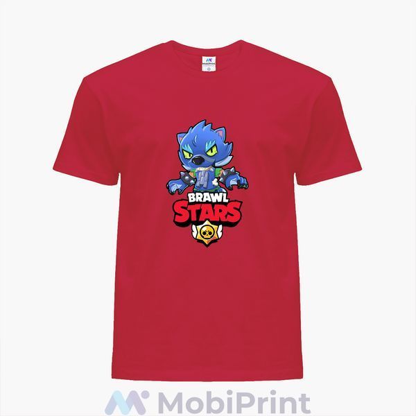 Детская футболка с принтом Леон Волк Оборотень Бравл Старс (Leon Wolf Werewolf Brawl Stars) 25186-1014-RD фото