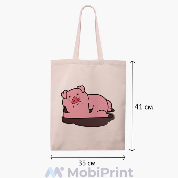 Еко сумка Пухкі Гравіті Фолз (Waddles Gravity Falls) бежева канвас з принтом 9227-2626-WT фото