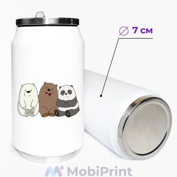 Термокружка Вся правда про ведмедів We Bare Bears термобанка з нержавіючої сталі з принтом 31091-1774-350 фото