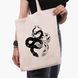 Еко сумка Інь Янь Змії (Yin Yang Snake) бежева канвас з принтом 9227-2850-WT фото 1