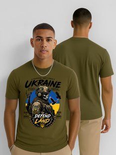 Футболка патриотическая Украина стоит вечно мужская хаки размер S 9223-4356 фото