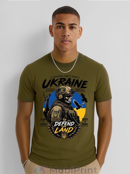 Футболка патріотична Ukraine stand forever чоловіча хакі розмір S 9223-4356 фото
