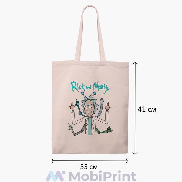 Эко сумка Рик Санчез Рик и Морти (Rick Sanchez Rick and Morty) бежевая канвас с принтом 9227-2948-WT фото