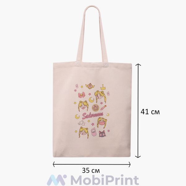 Еко сумка Сейлор Мун (Sailor Moon) бежева канвас з принтом 9227-2911-WT фото
