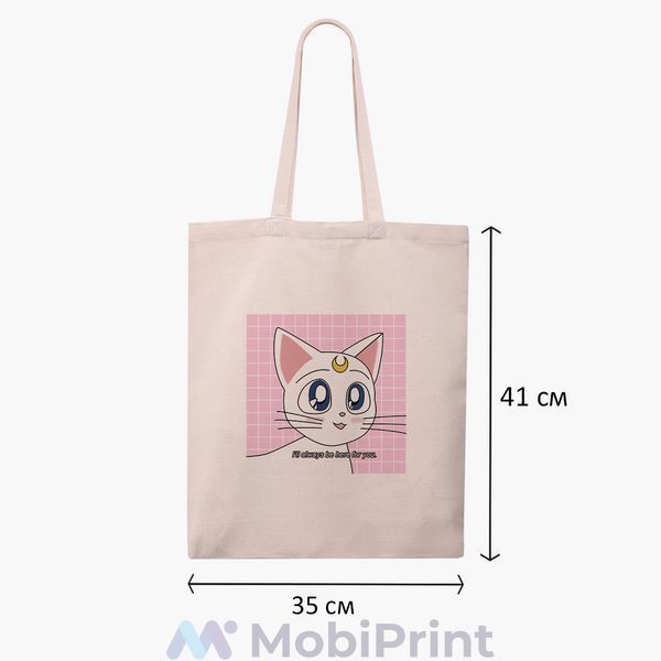 Еко сумка Місяць Кішка Сейлор Мун (anime Sailor Moon Cats) бежева канвас з принтом 9227-2919-WT фото