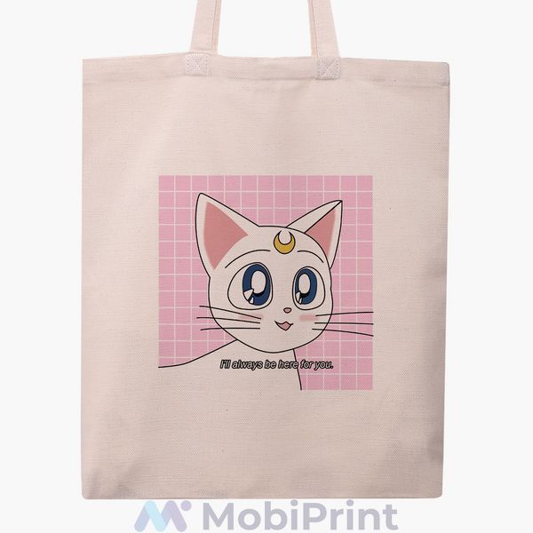 Еко сумка Місяць Кішка Сейлор Мун (anime Sailor Moon Cats) бежева канвас з принтом 9227-2919-WT фото