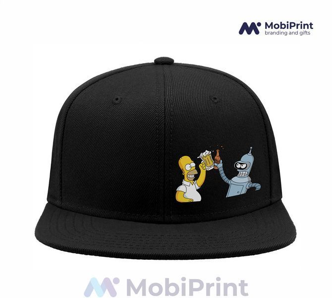 Кепка Snapback Чорна Бендер Футурама Гомер Сімпсони 9276-2037 фото