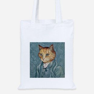Еко-сумка шопер Lite Кіт Вінсент Ван Гог (Vincent van Gogh Cat) Білий 92102-2959 фото