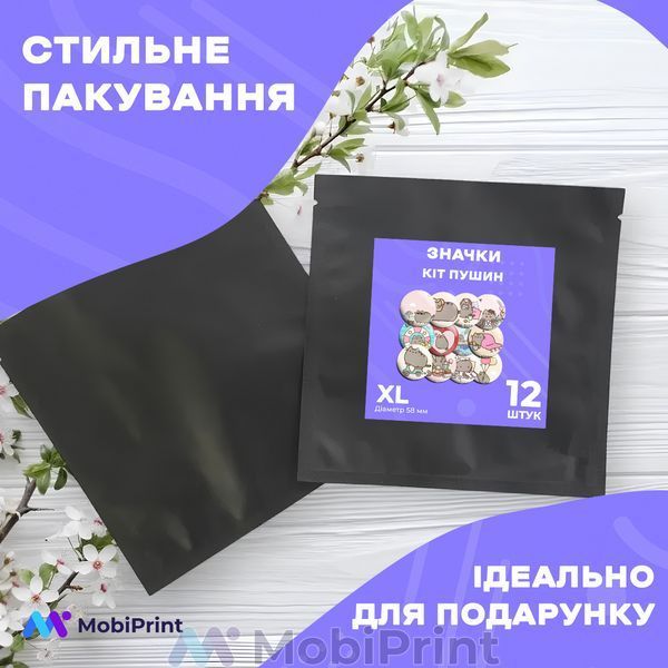 Комплект значків Кіт Пушин, декоративні значки на рюкзак, набір значків Мультсеріали &Oslash; 58мм 12 шт 93432-4038-12 фото