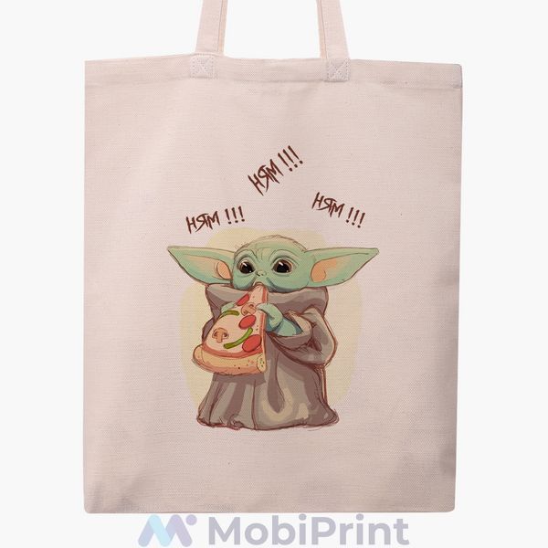 Еко сумка Грогу Бейбі Йода (Grogu Baby Yoda The Mandalorian) бежева канвас з принтом 9227-3519-WT фото