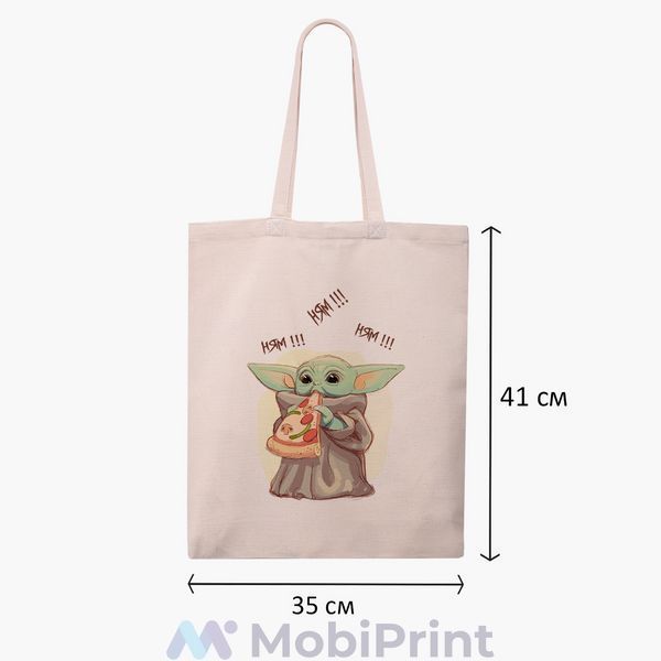 Еко сумка Грогу Бейбі Йода (Grogu Baby Yoda The Mandalorian) бежева канвас з принтом 9227-3519-WT фото