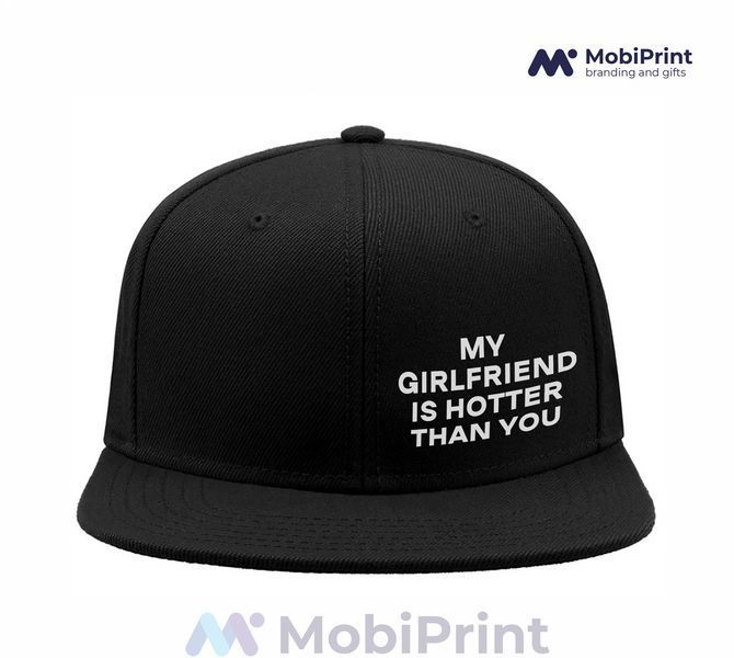 Кепка Snapback Чорна My girlfriend hotter than you 9276-4092 фото