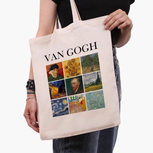 Еко сумка Вінсент Ван Гог Картіні (Vincent van Gogh) бежева канвас з принтом 9227-2960-WT фото